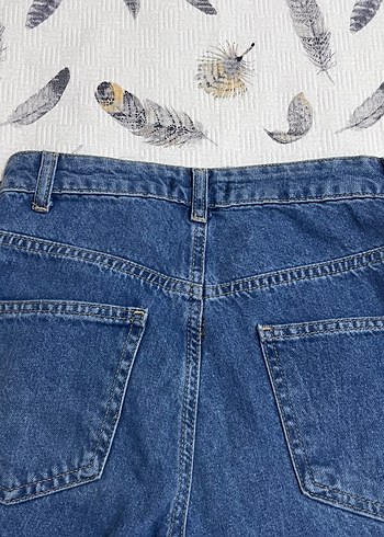 Mavi Bol kesim yüksek bel Kadın Kot Pantolon - Görsel 4