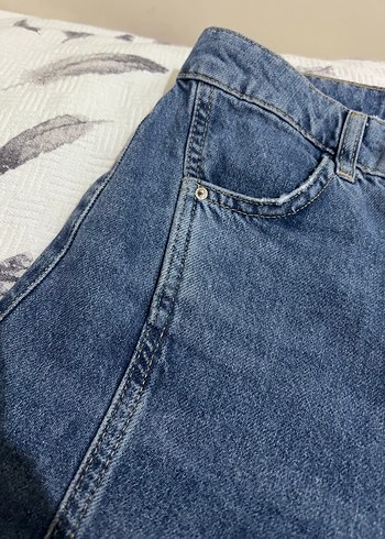 Mavi Bol kesim yüksek bel Kadın Kot Pantolon - Görsel 11