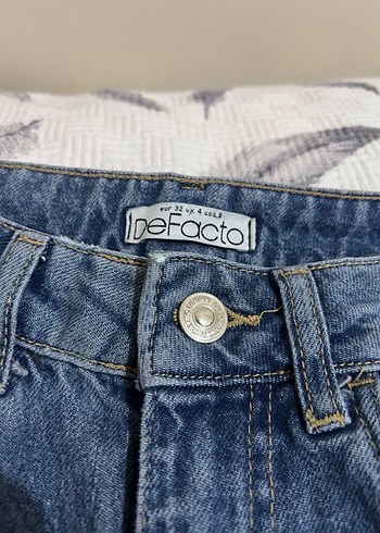 Mavi Bol kesim yüksek bel Kadın Kot Pantolon - Görsel 10