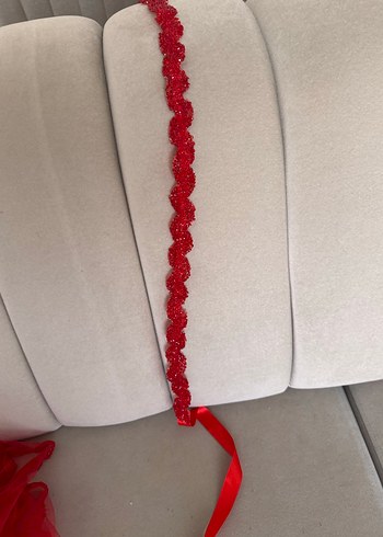 Kırmızı gelin duvak kuşak set - Görsel 3
