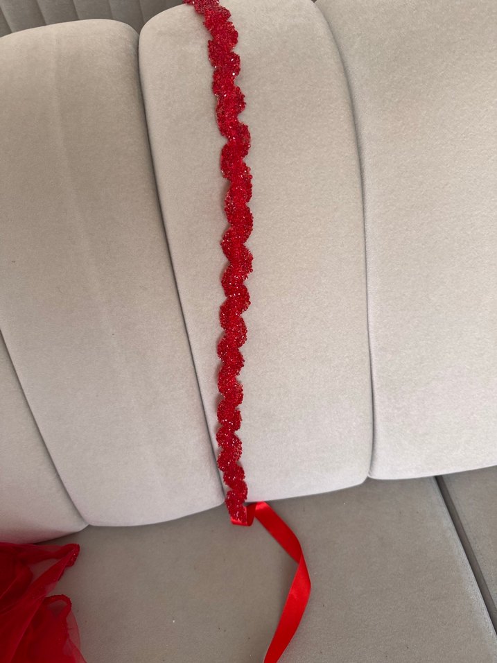 Kırmızı gelin duvak kuşak set - Görsel 3