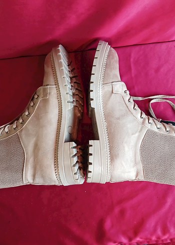 Bej Süet Stiletto Topuklu Kadın Bot 40NO - Görsel 8