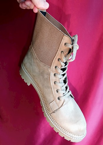 Bej Süet Stiletto Topuklu Kadın Bot 40NO - Görsel 4