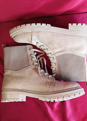 Bej Süet Stiletto Topuklu Kadın Bot 40NO - Görsel 5