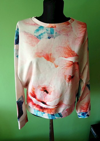 38 Beden çeşitli Renk ZARA Çiçek Desenli, Uzun Kollu Kadın Sweatshirt medium