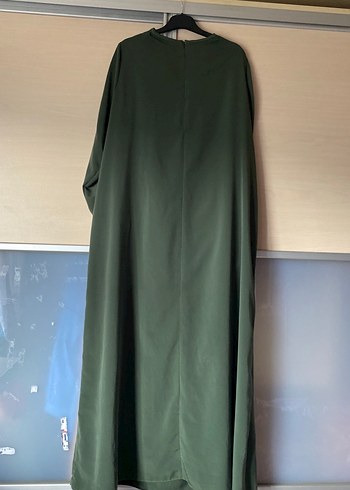 Koyu Yeşil Uzun Drapeli Kadın Elbise - Görsel 5