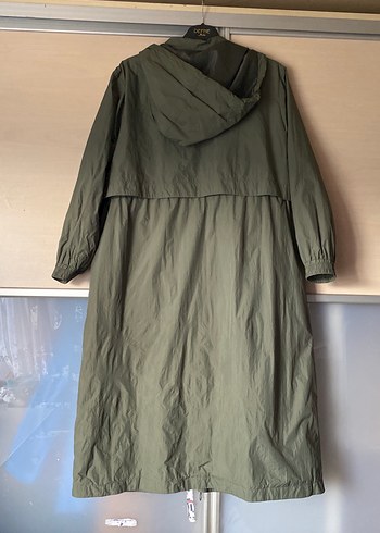 Kadın Haki Uzun Kesim Salaş Yağmurluk - Görsel 6