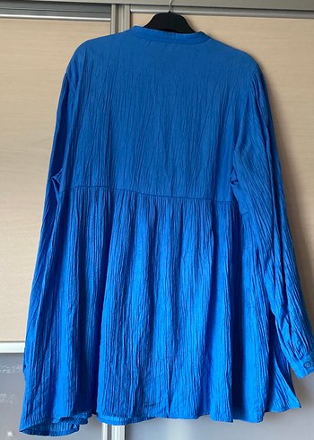 Mavi Piliseli Keten Tunik - Görsel 5