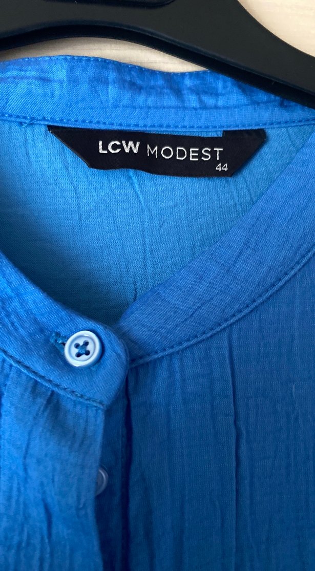 Mavi Piliseli Keten Tunik - Görsel 4