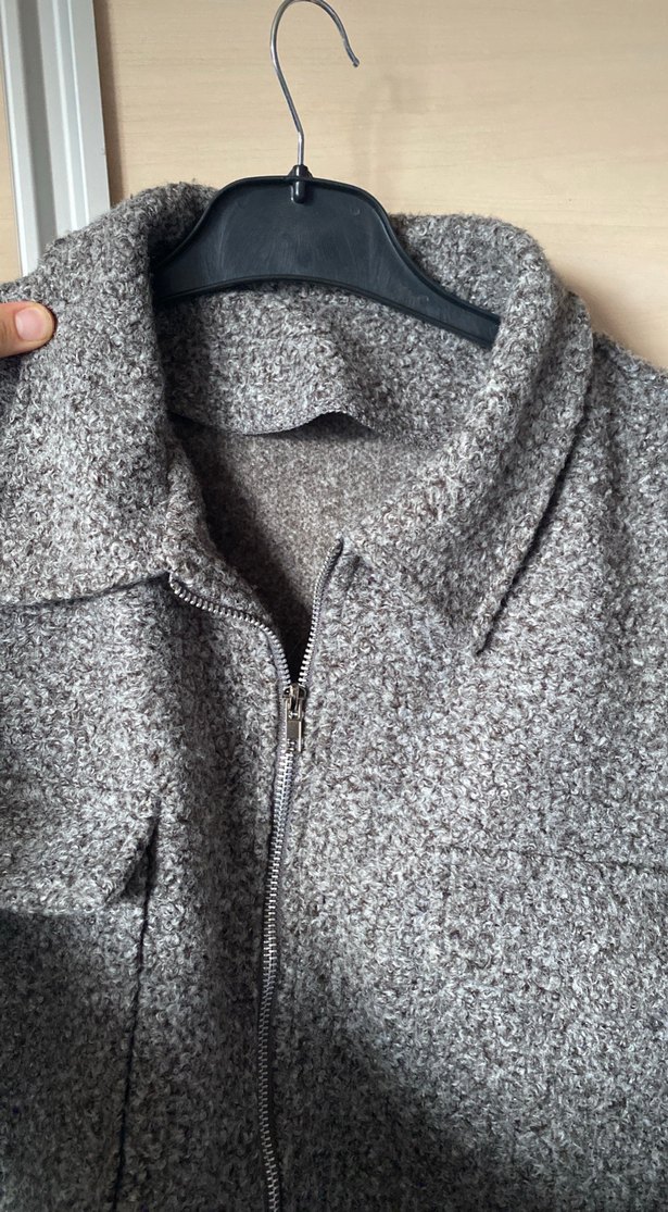 Gri Kısa Kadın Yün Kaban - Görsel 2