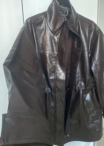 Kahverengi deri ceket - Görsel 4