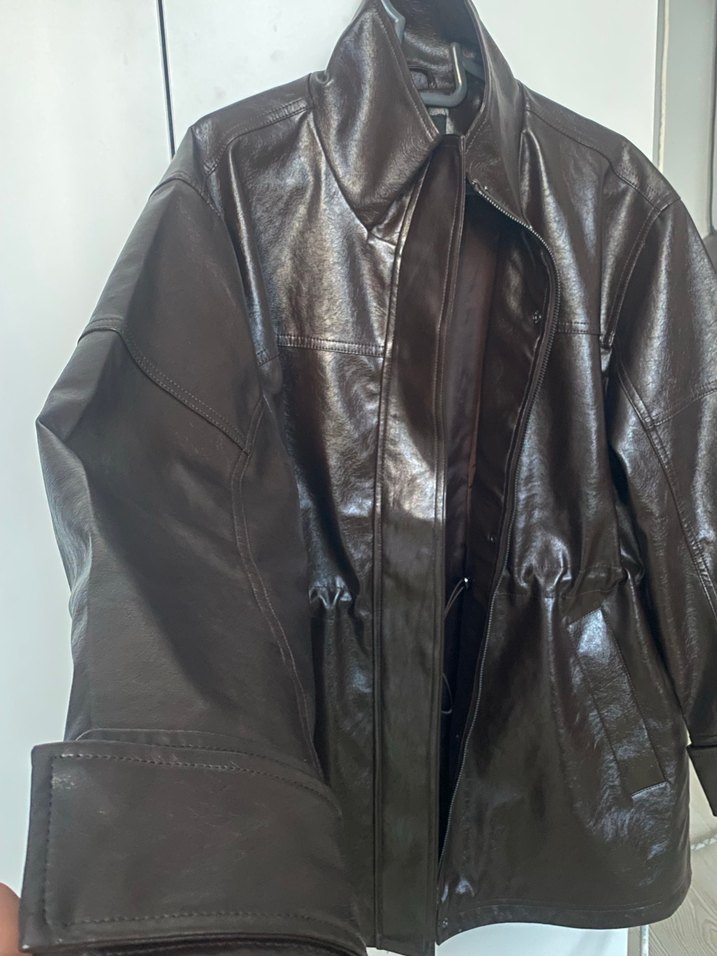 Kahverengi deri ceket - Görsel 4