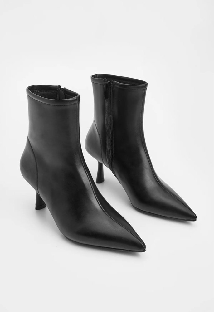 Siyah Deri Stiletto Topuklu Kadın Bot - Görsel 2