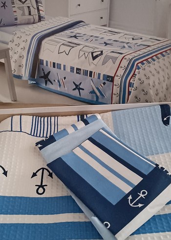 Özdilek marka Mavi Desenli  tek kişilik pike Takımı - Görsel 4