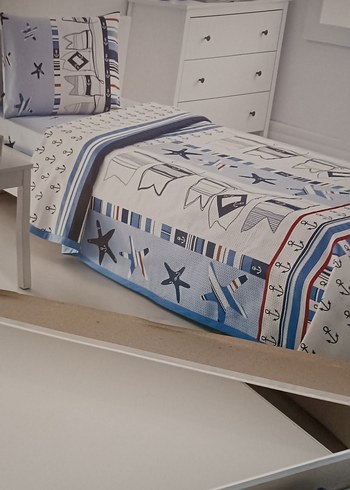 Özdilek marka Mavi Desenli  tek kişilik pike Takımı - Görsel 3