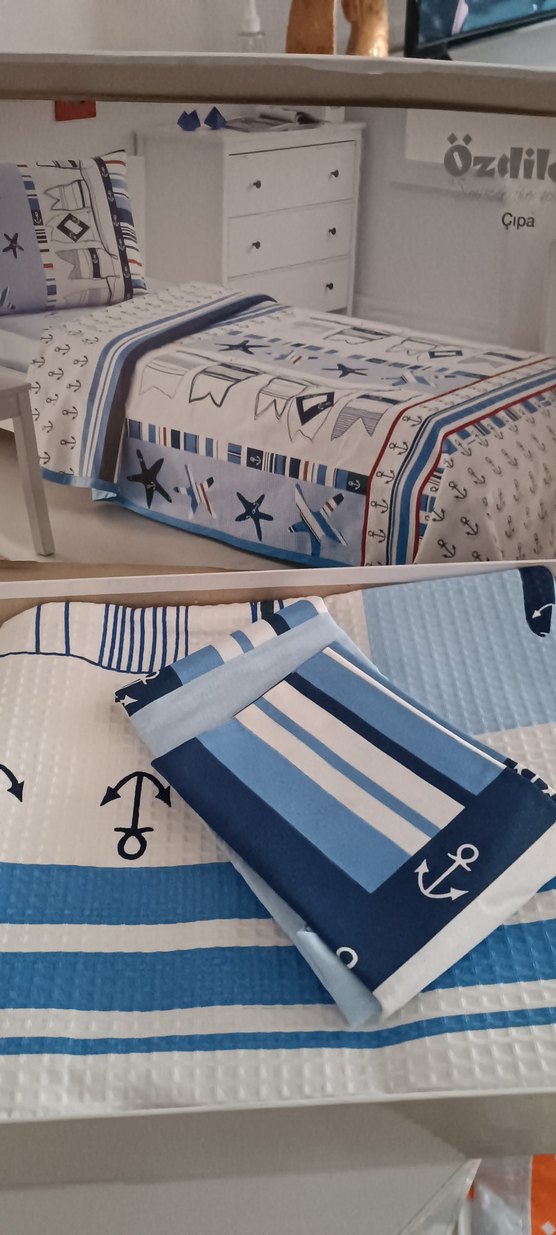 Özdilek marka Mavi Desenli  tek kişilik pike Takımı - Görsel 4