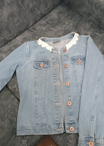Düğmeli kiz çocuk kot Ceket - Görsel 3