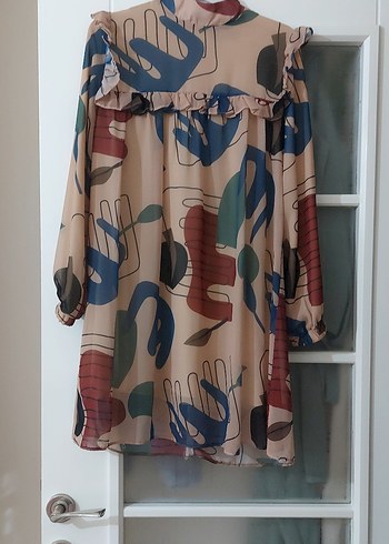 Renkli Baskılı Bohem Mini Tunik