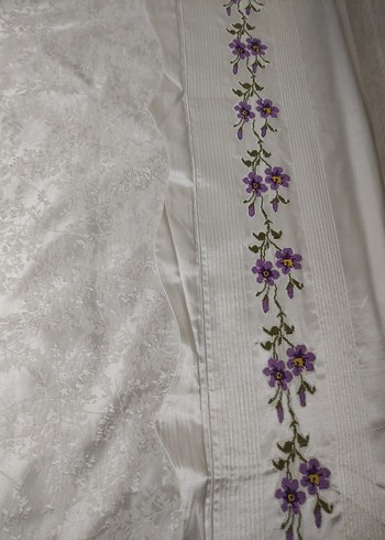 İşlemeli Mor Çiçek Desenli Perde - Görsel 6