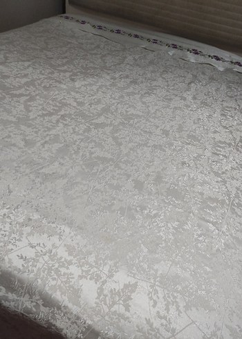 İşlemeli Mor Çiçek Desenli Perde - Görsel 2