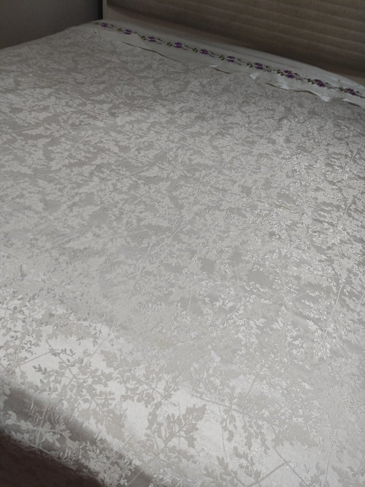 İşlemeli Mor Çiçek Desenli Perde - Görsel 2