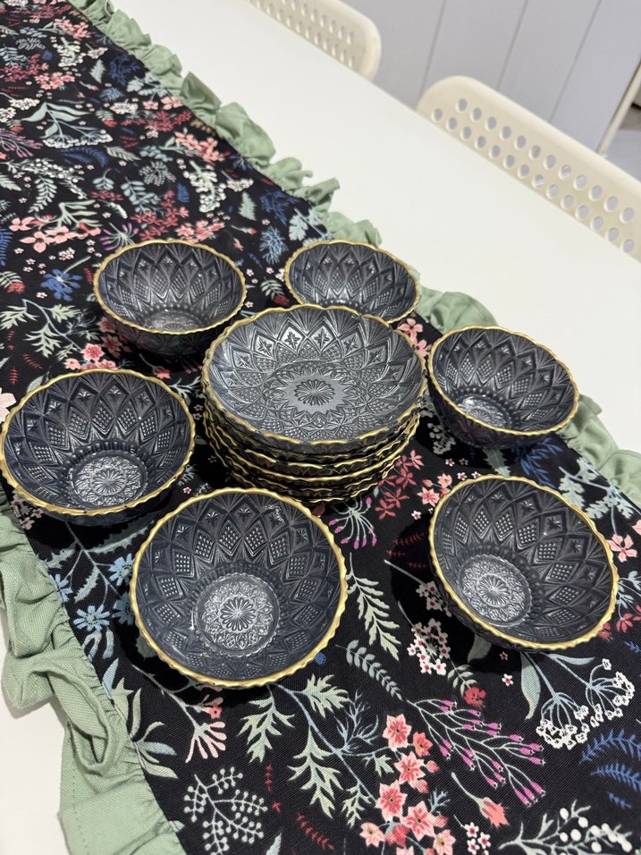 Nakış Desenli Siyah Bohem Servis Kasesi Takımı - Görsel 3