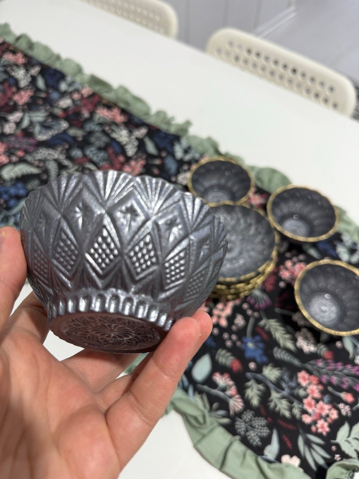 Nakış Desenli Siyah Bohem Servis Kasesi Takımı - Görsel 2