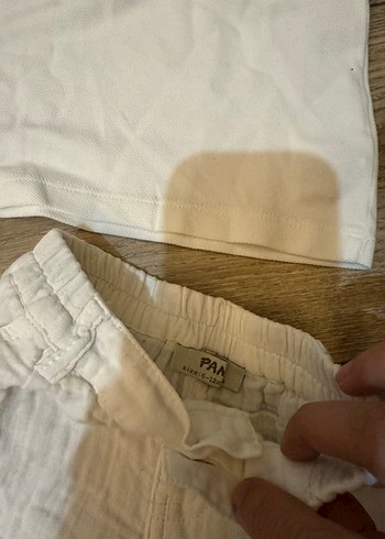 9 Ay Beden beyaz Renk Bebek Erkek Kısa Kollu Pamuklu Takım