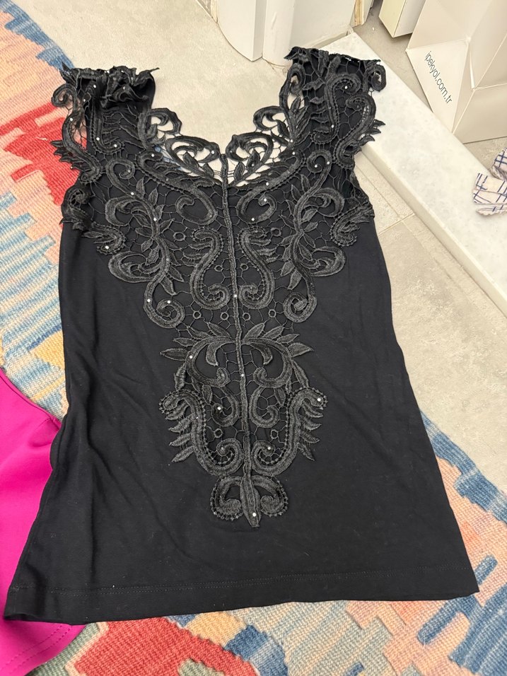 Dantelli Mini Kadın bluz - Üç Renk - Görsel 4