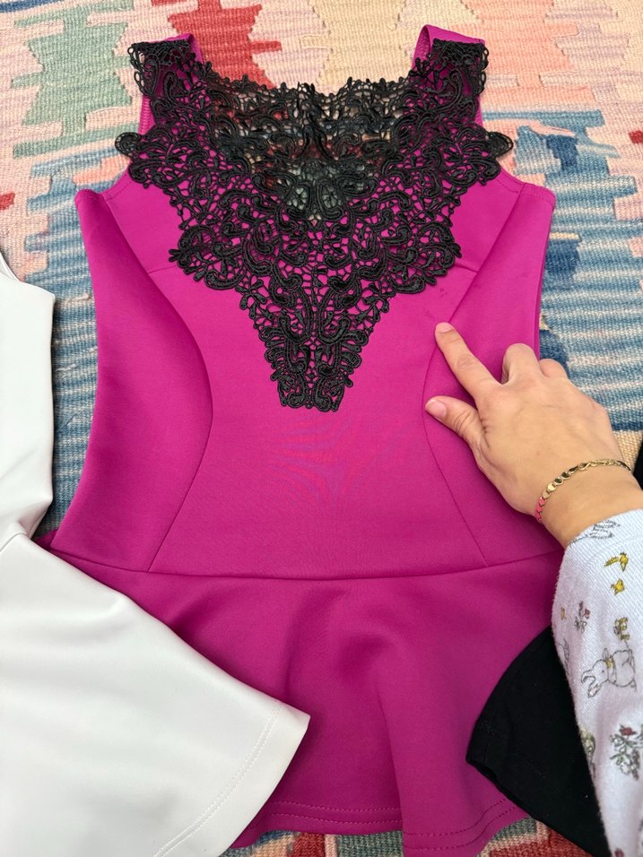 Dantelli Mini Kadın bluz - Üç Renk - Görsel 2