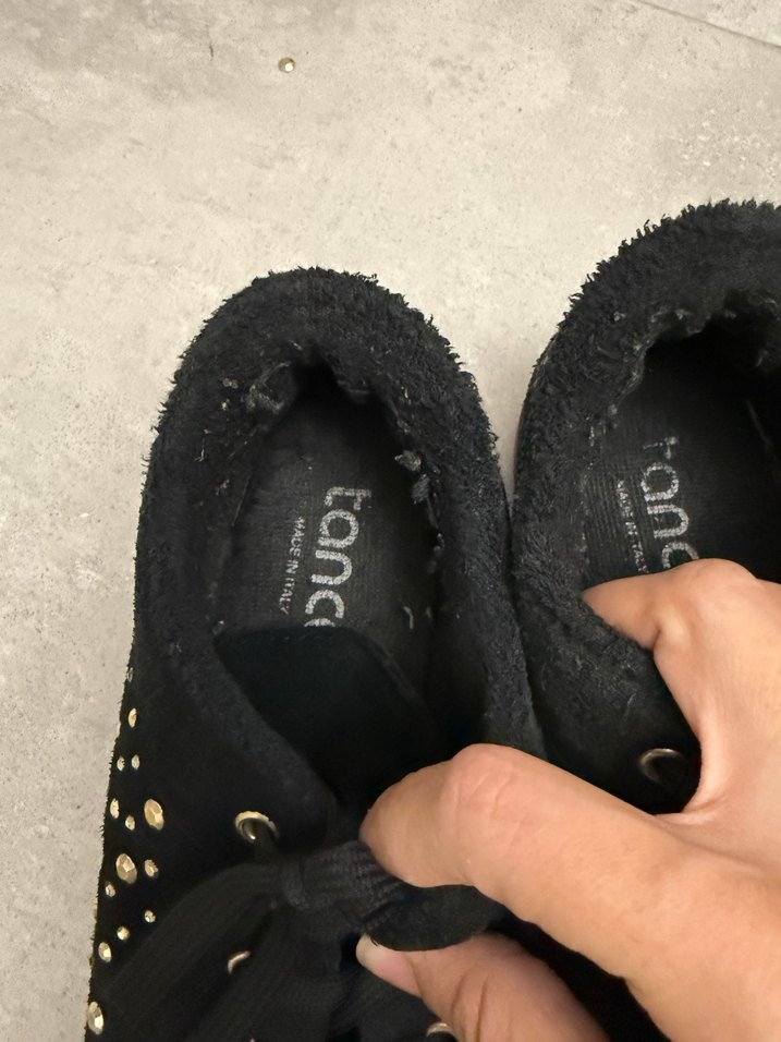 Siyah Süet Tüylü Topuklu Kadın Spor Ayakkabı - Görsel 2