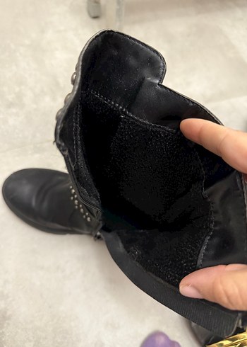 Siyah Deri Tokalı Blok Topuklu Botlar - Görsel 3