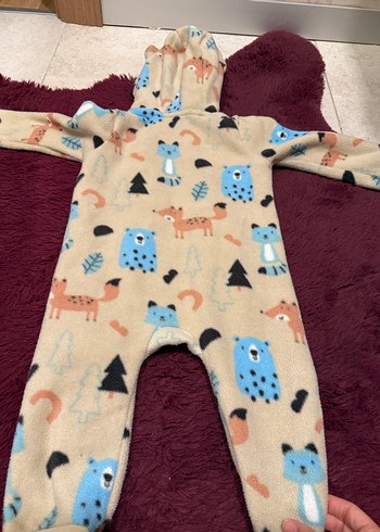 Renkli Baskılı Kahverengi Bebek Tulumu - Görsel 4