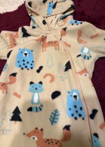 Renkli Baskılı Kahverengi Bebek Tulumu - Görsel 2