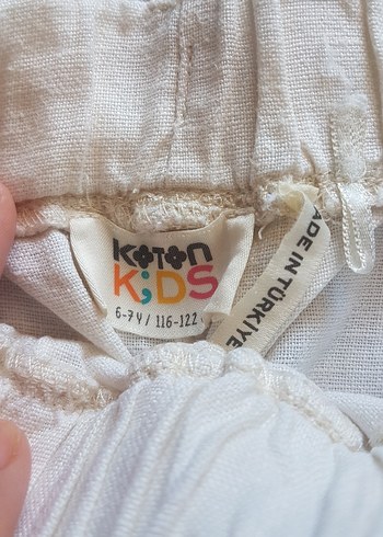 Koton Kız Çocuk Keten Krem Kemerli Şort