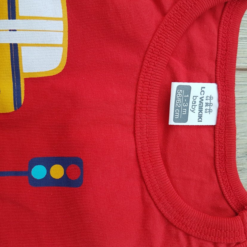 Kırmızı Baskılı Erkek Bebek zıbın - Görsel 2