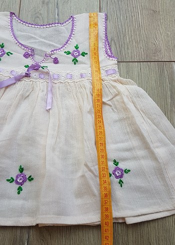 9-12 Ay Beden beyaz Renk Nakışlı, Fırfırlı Beyaz Kız Çocuk Elbise