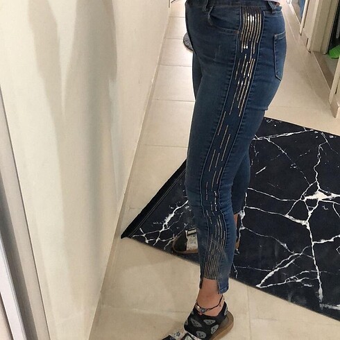 Pul şeritli jean pullu sweet