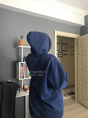 m Beden Mavi baskılı sweatshirt
