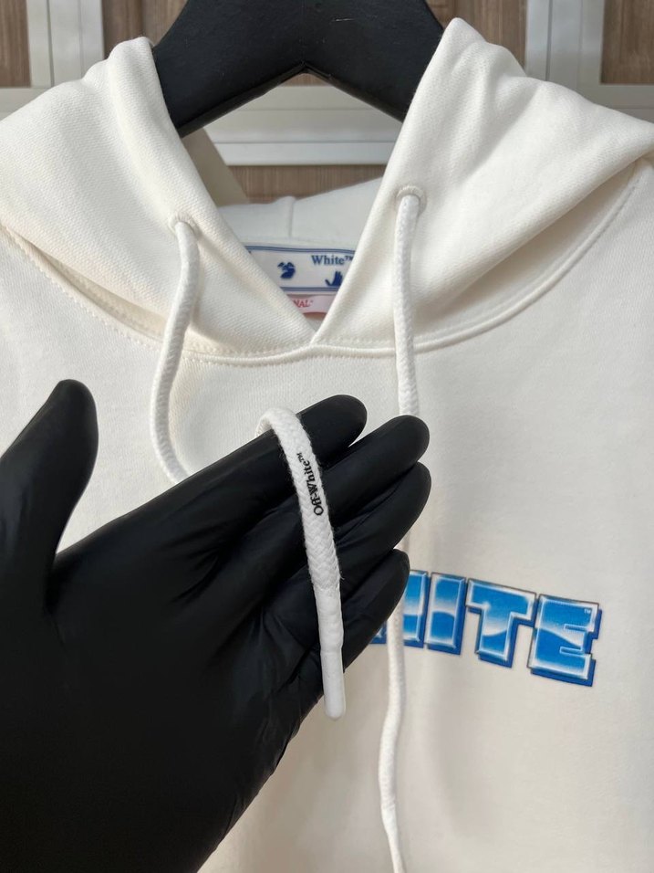 İthal Off White Beyaz Kapüşonlu Erkek Sweatshirt - Görsel 4