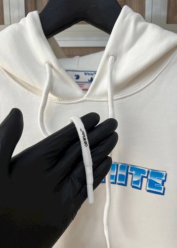 İthal Off White Beyaz Kapüşonlu Erkek Sweatshirt - Görsel 4