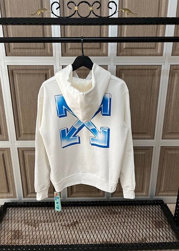 İthal Off White Beyaz Kapüşonlu Erkek Sweatshirt - Görsel 2