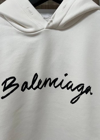 İthal Balenciaga Beyaz Kapüşonlu Erkek Sweatshirt - Görsel 5