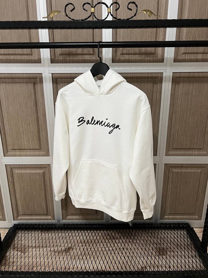 İthal Balenciaga Beyaz Kapüşonlu Erkek Sweatshirt - Görsel 2