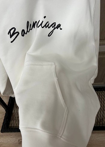 İthal Balenciaga Beyaz Kapüşonlu Erkek Sweatshirt - Görsel 7
