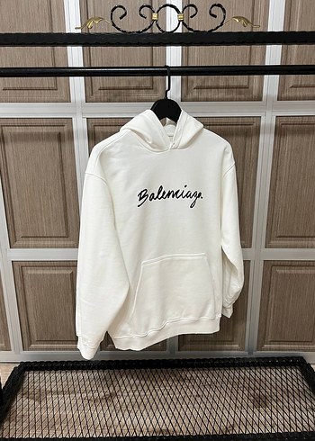 İthal Balenciaga Beyaz Kapüşonlu Erkek Sweatshirt - Görsel 3