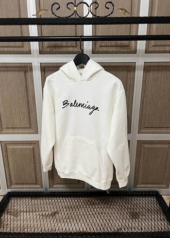 İthal Balenciaga Beyaz Kapüşonlu Erkek Sweatshirt - Görsel 2