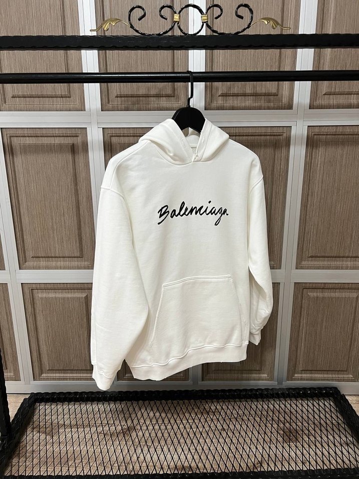 İthal Balenciaga Beyaz Kapüşonlu Erkek Sweatshirt - Görsel 3