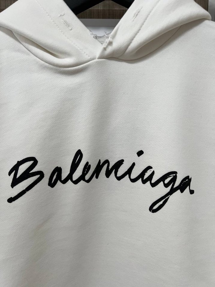 İthal Balenciaga Beyaz Kapüşonlu Erkek Sweatshirt - Görsel 5