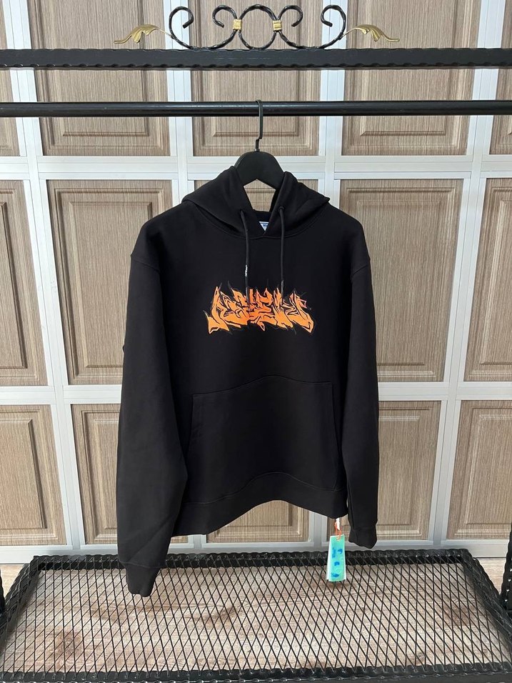 İthal Off White Siyah Kapüşonlu Erkek Sweatshirt - Görsel 3